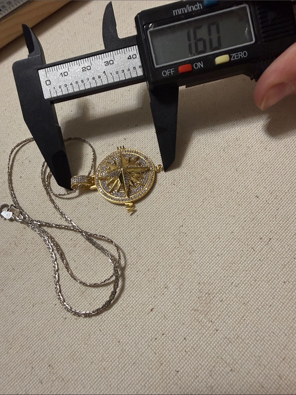 Sterling Silver 925 Gold Compass Pendant Necklace 17’ in - Picture 12 of 14